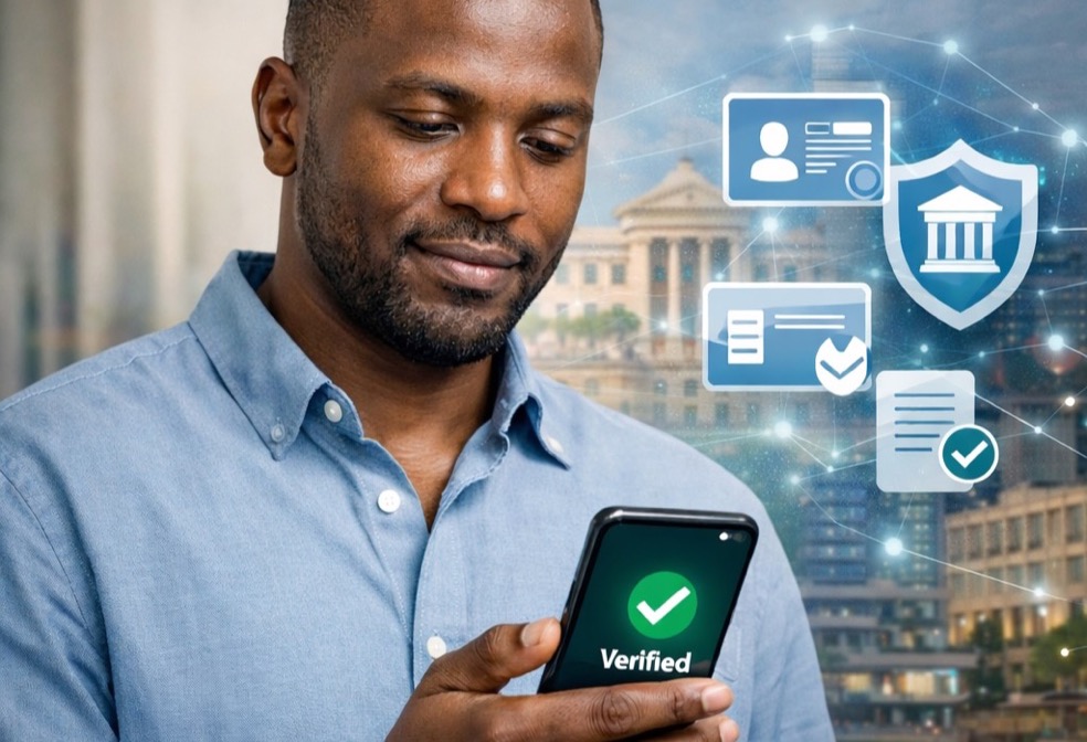 Citizen using mobile phone for digital identity verification with government services